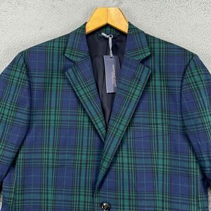 Vineyard Vines Sport Coat Blazer Mens 40R Blue Green Christmas Plaid Stretch NEW